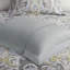 Édredon gris en coton 6 pièces - Motif époustouflant avec détails bleu et jaune