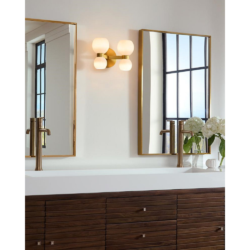 4 - Light Armed Sconce, Burnished Brass