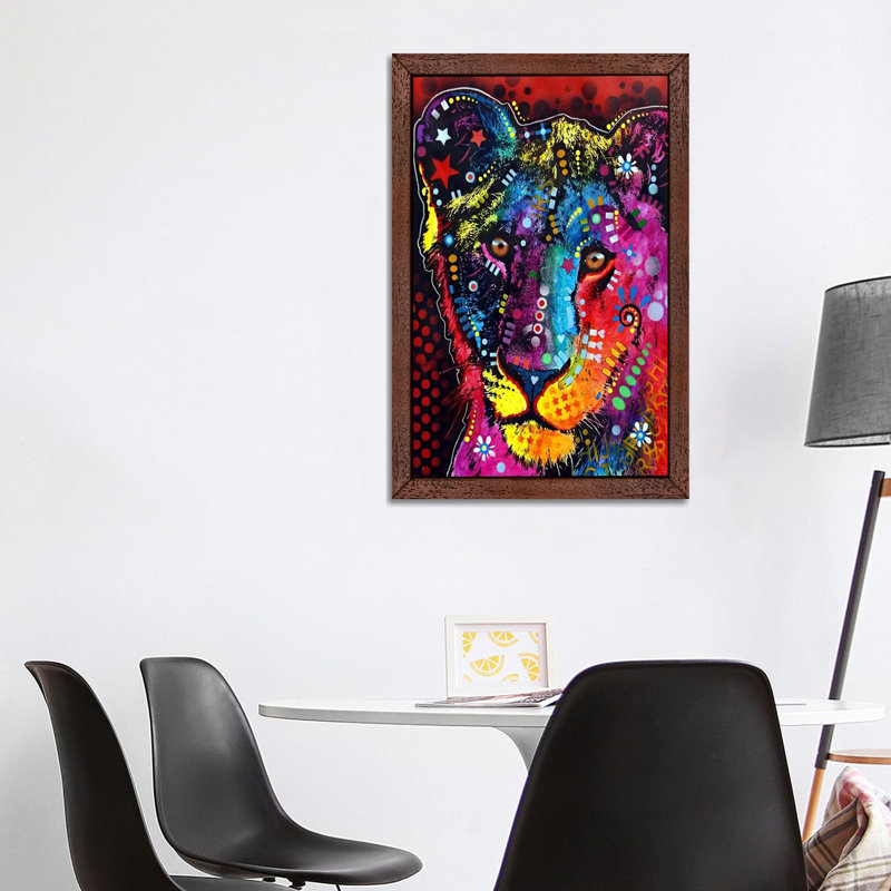 Young Lion by Dean Russo - Floater Frame Print on Canvas, 101.6 cm H x 66.04 cm W, Brown