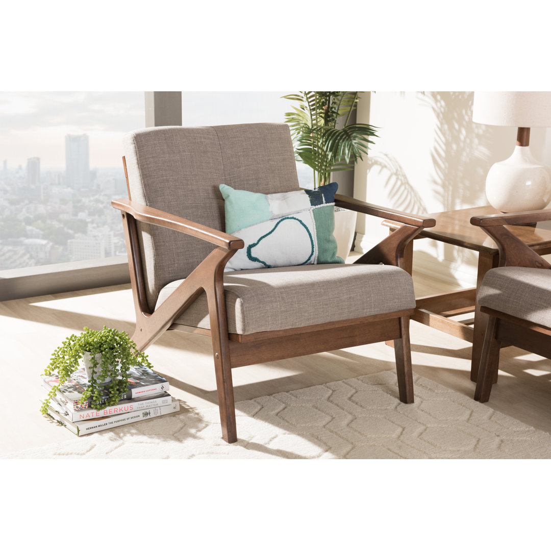 Kiger Bianca Mid-Century Modern Wood Tufted Lounge Chair George Oliver