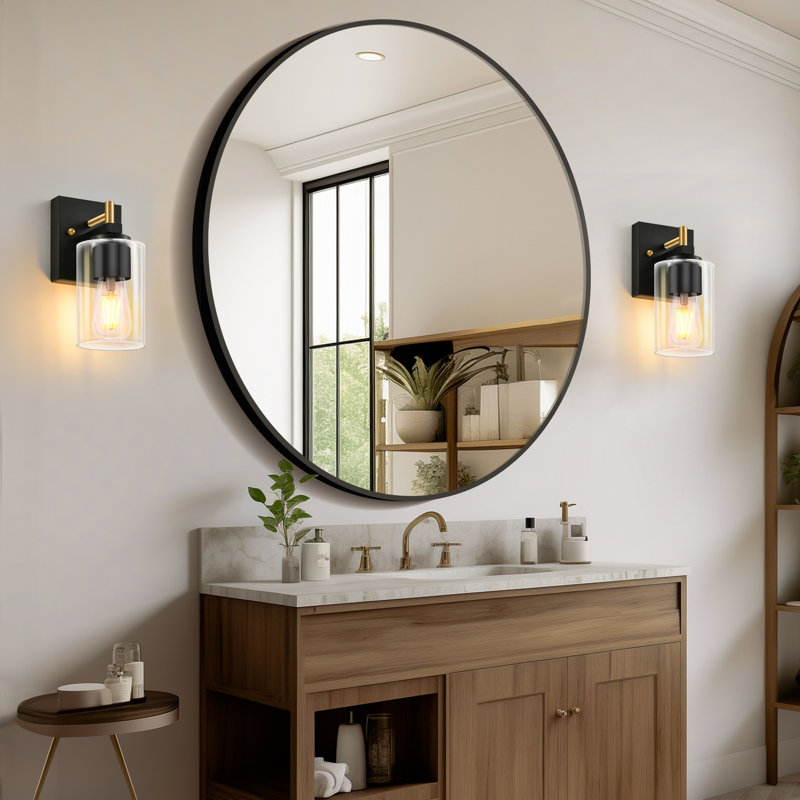 Luminaires de salle de bain: lampe de salle de bain 1 lumière au-dessus du miroir avec abat-jour en verre transparent, lampe murale pour miroir (ensemble de 2)