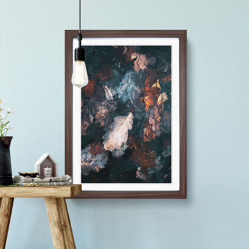 Autumnal Leaves in Abstract - Picture Frame Graphic Art Print, 48cm H x 36cm W x 2cm D, Walnut Framed