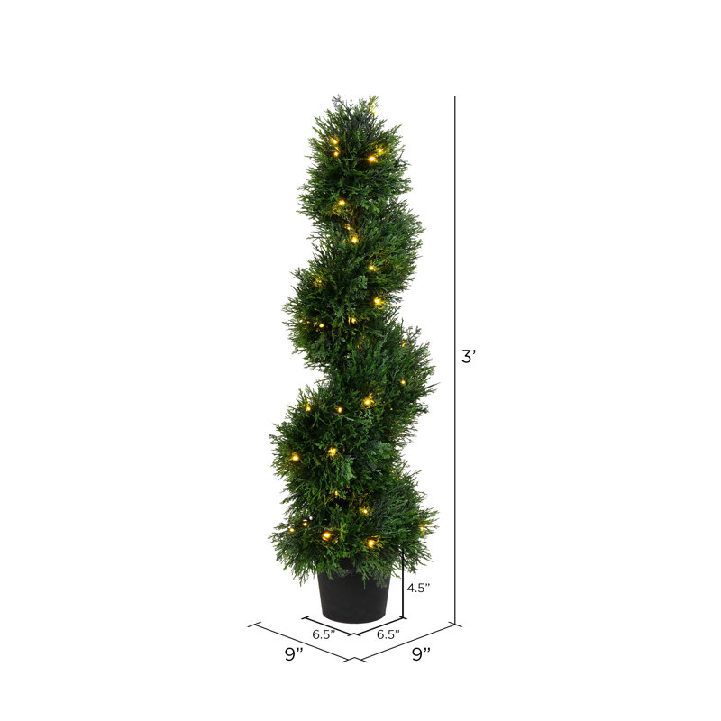 Cèdre artificiel en spirale cèdre artificiel topiaire en pot UV, H 36 po x l 9 po x P 9 po