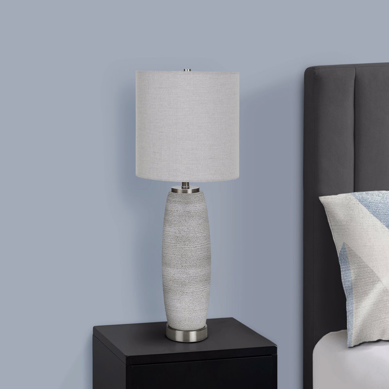 Lighting, 25"H, Table Lamp, Grey Ceramic, Grey Shade