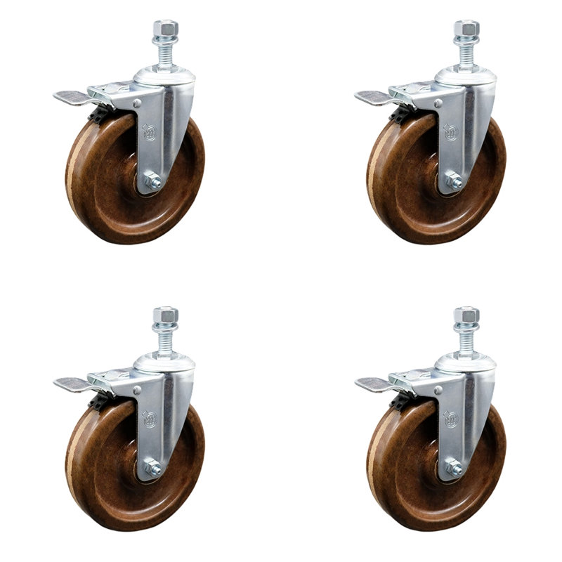 Ensemble de roulettes à tige filetée à haute température de 5 pouces en acier inoxydable à haute température de 12 mm