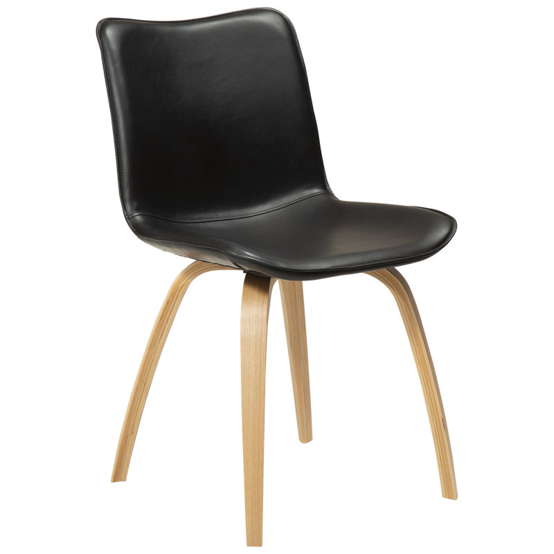 45cm H Polyester Blend Upholstered Dining Chair, Black, Oak