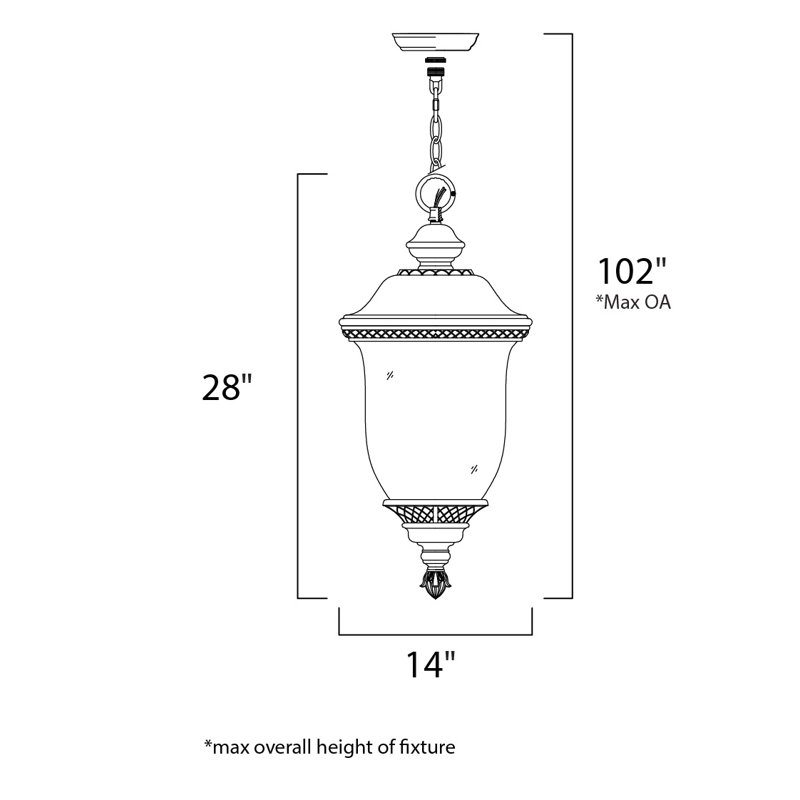 Patidar 3 - Light Outdoor Hanging Lantern, 28" H x 14" W