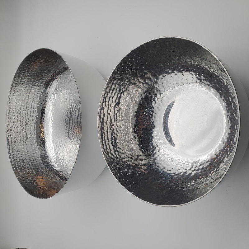 Silver & White Pewter 2Pc Salad Bowl Set