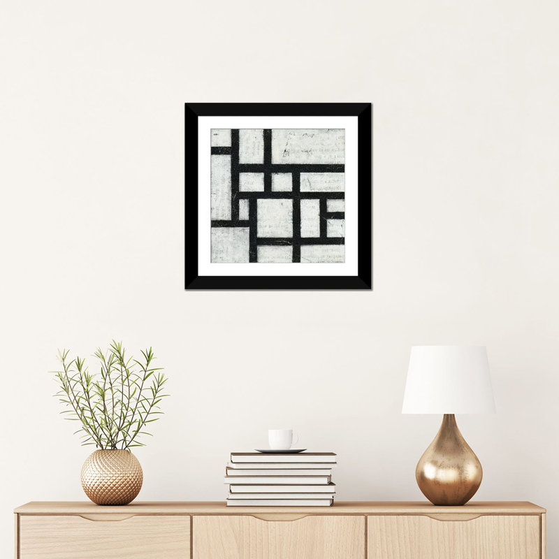 « labyrinthe iii », impression sur toile, H 16 po x l 16 po x P 1 po, Papier d'art encadré noir, Blanc