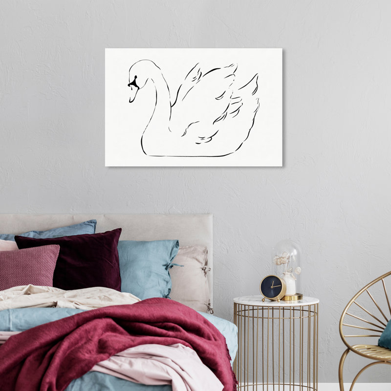 Élégant cygne blanc par Wynwood Studio, H 24 po x l 36 po x P 0,8 po