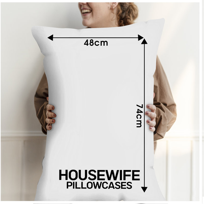 Premium Housewife Pillowcases Solid Colour Polycotton Material 50x75cm Size Easy Care Machine Washable Bedding, White