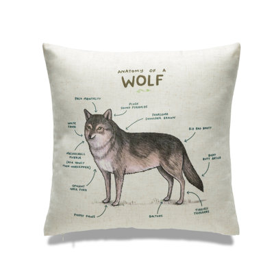 Anatomy Of A Wolf With Insert Pillow
