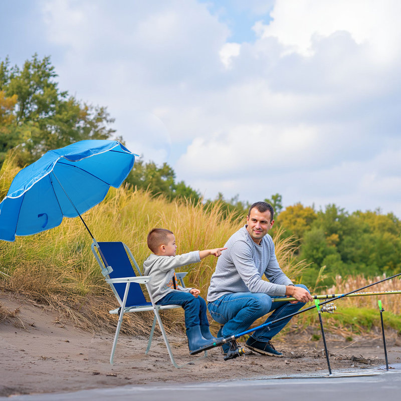 Portable Folding Beach Chair With Sun Umbrella,heavy Duty Outdoor Camping Chair For Beach Park Patio Backyard Activities