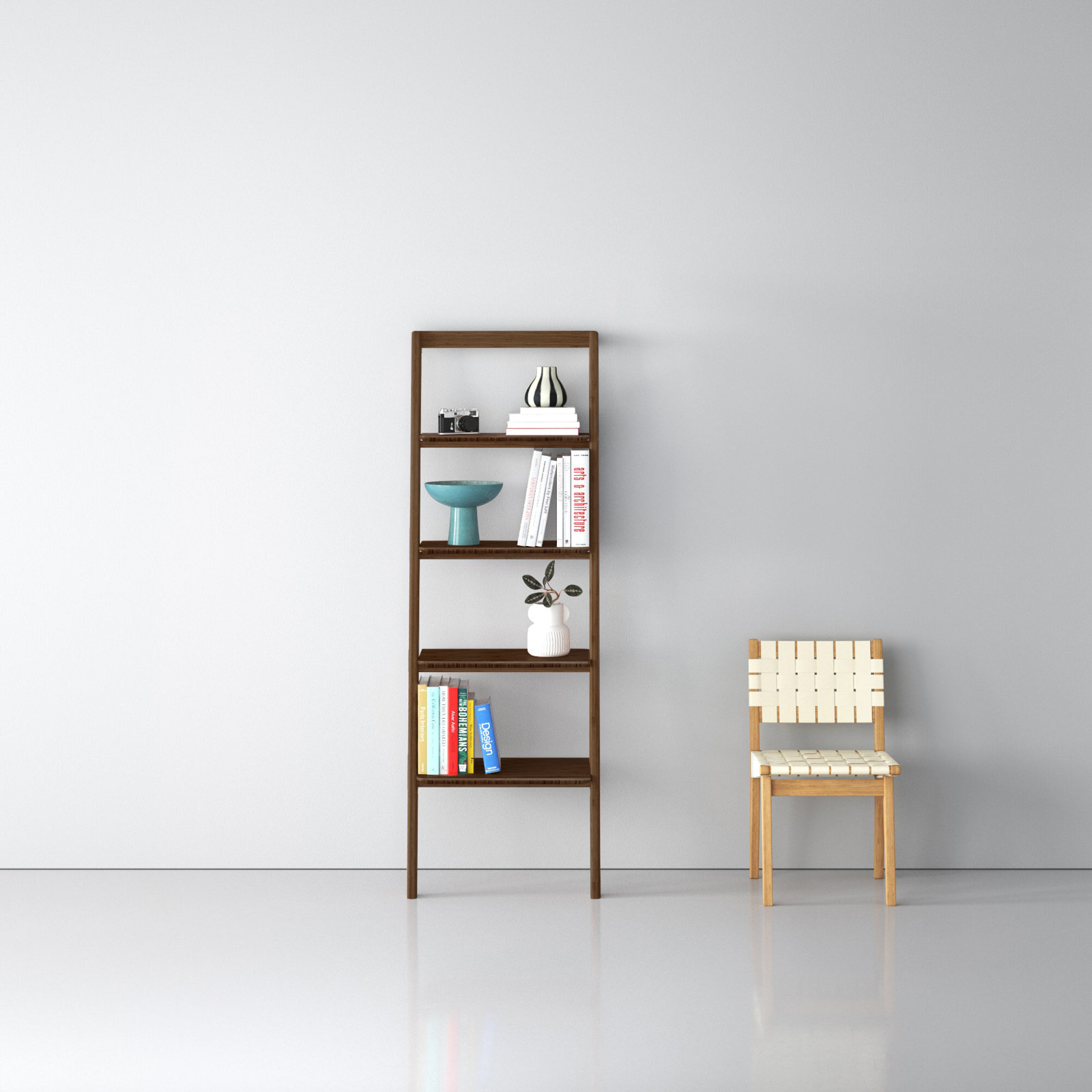Lacey Narrow Ladder Bookcase, Black Walnut