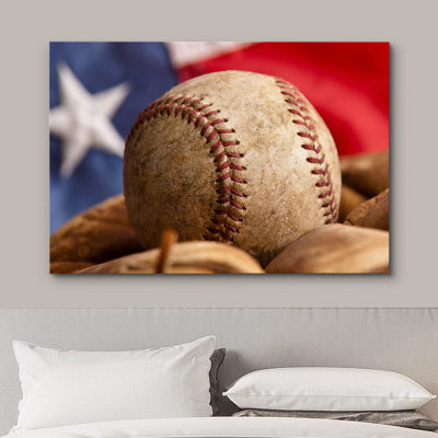 Country Flag " Baseball With Mitt On American Flag Sports Athletes Photography Modern Art Contemporary Urban "