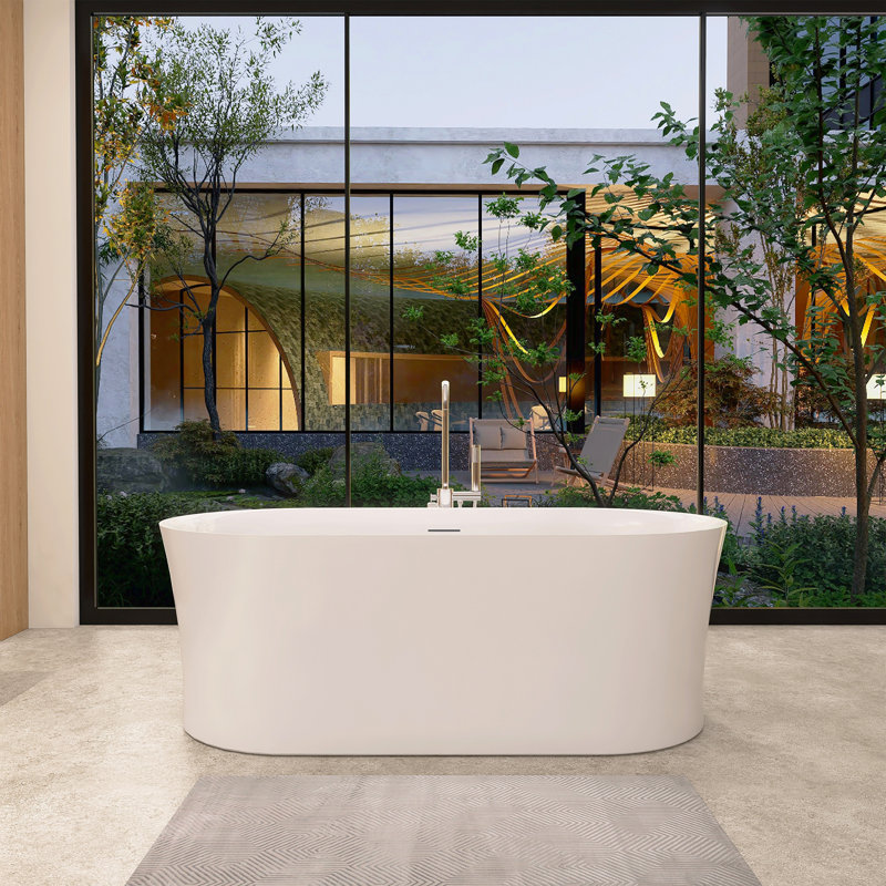 Royce 67" Glossy White Freestanding Acrylic Soaking Bathtub