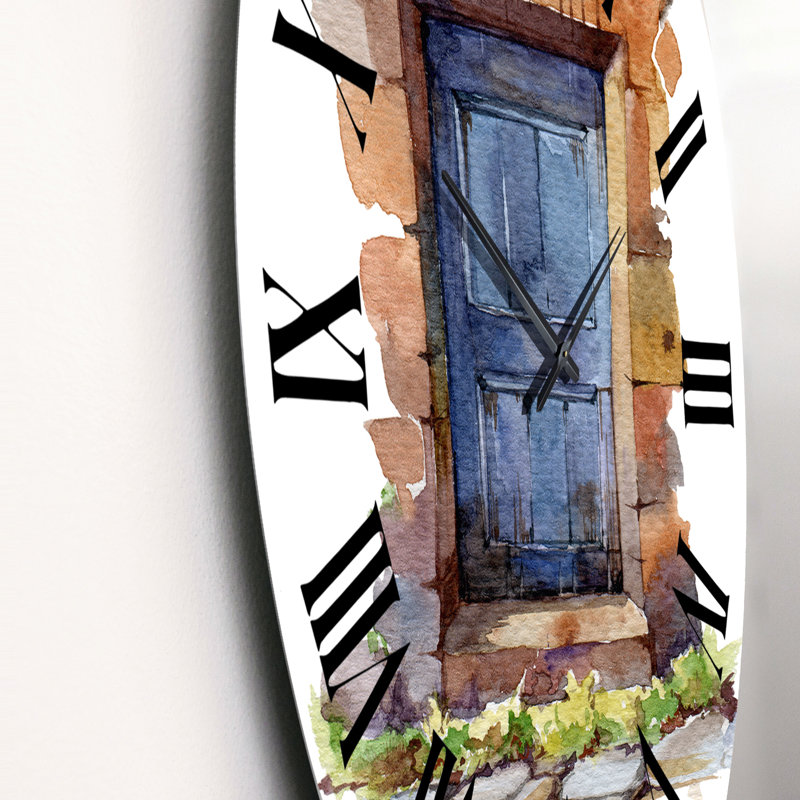 Horloge murale rétro Old Blue Door, Moyen