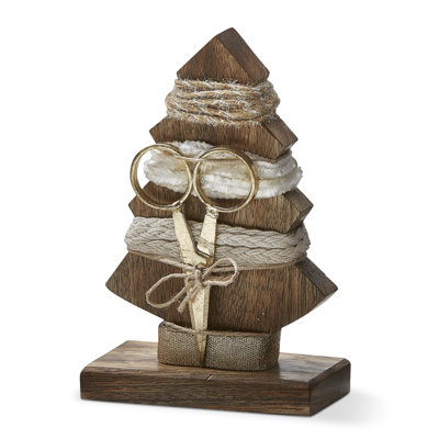 Tree Ribbon S/4 & Scissor Set Champagne