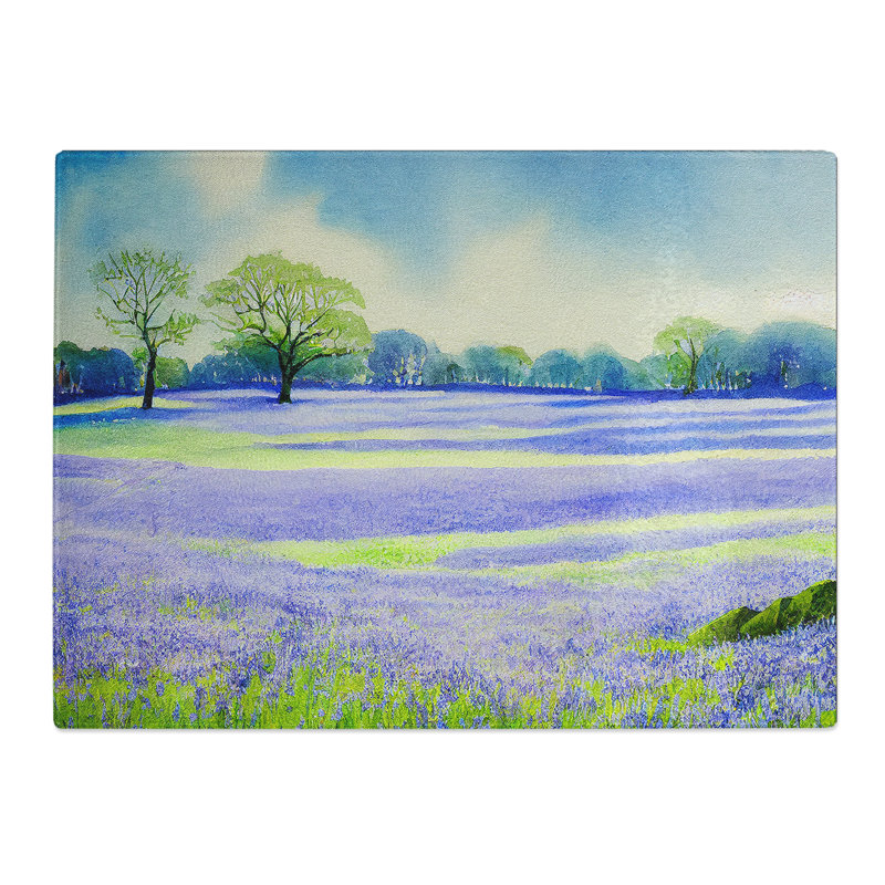 Bluebell Field In Watercolour Vol.6  Glass Chopping Board