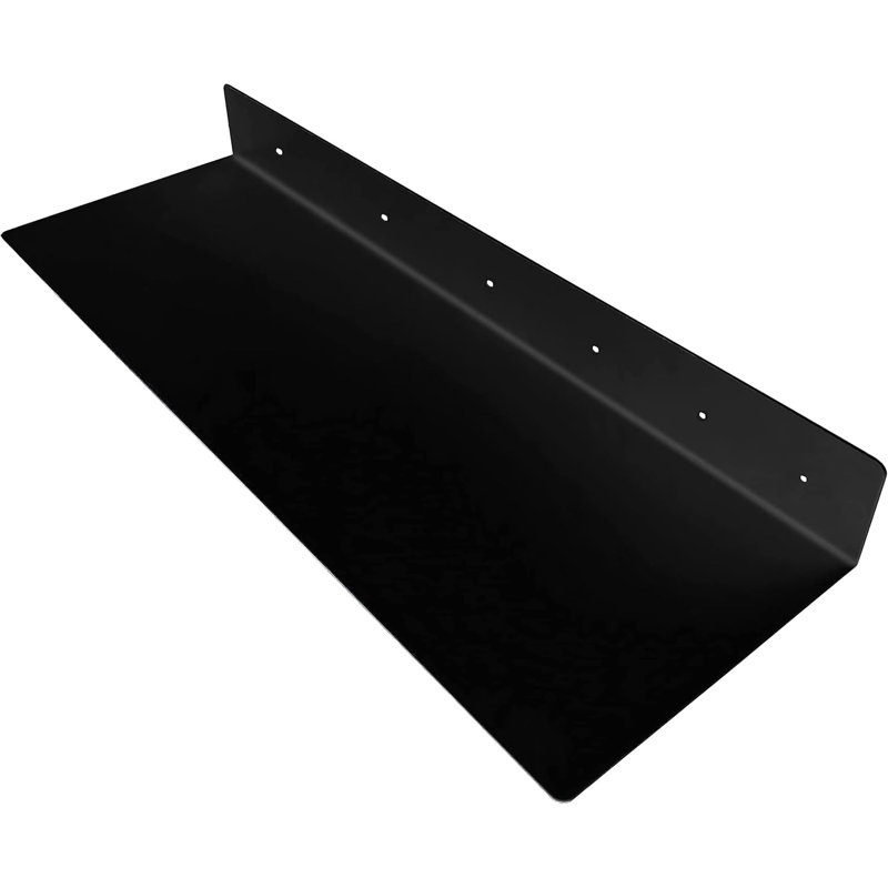 Tablette flottante linéaire en acier 48 po x 8 po x 2,5 po - thermolaquée noire (36 po x 8 po x 2,5 po, thermolaquée), Noir