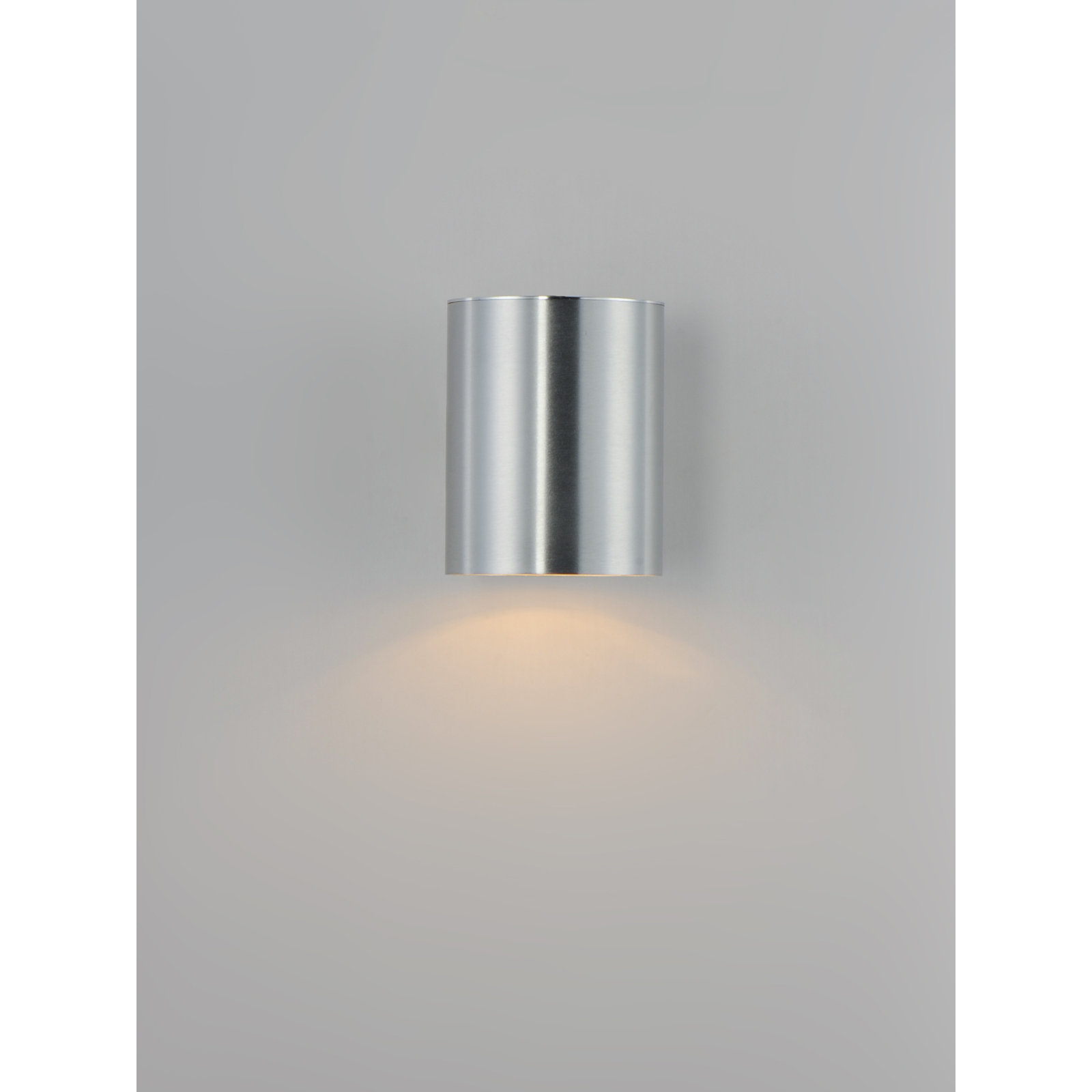 Covey Cylinder Outdoor LED Wall Light, Brushed Aluminum, 7.25" H x 5" W x 6.25" D