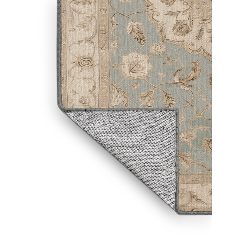 Tapis gris Tabriz lavable à la machine, Rectangle 4pi x 6 pi
