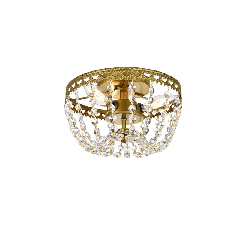 Attahrawi 3-Light Flush Mount, Brass, 6.3" H x 10" W x 10" D