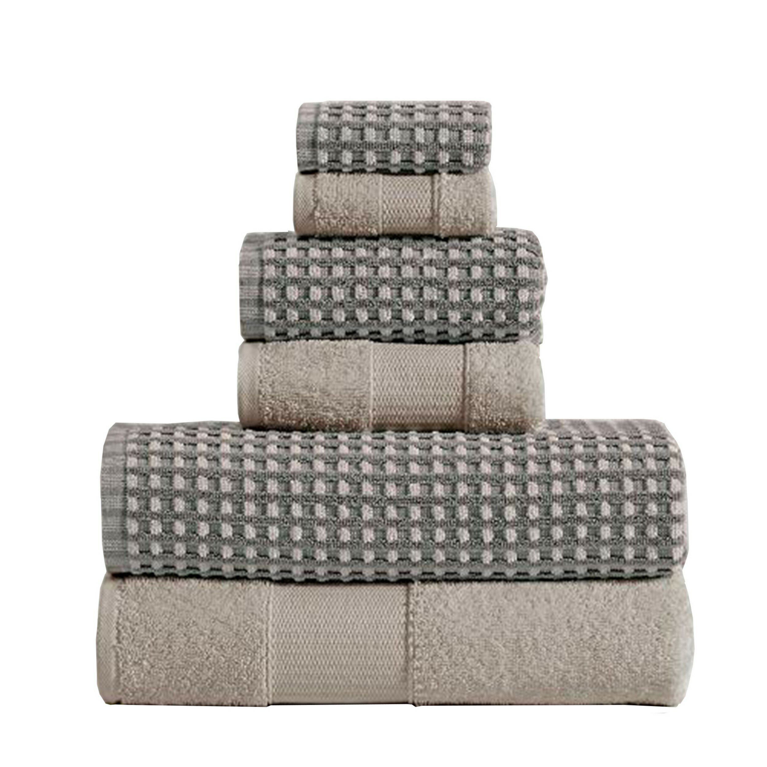 Noelle Cotton Blend Bath Towels Set Latitude Run Color: Dark Gray/Light Gray