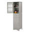 Grande armoire de salle de bain autoportante avec tiroir et portes en acrylique, tablette réglable pour un grand espace de rangement-385764588