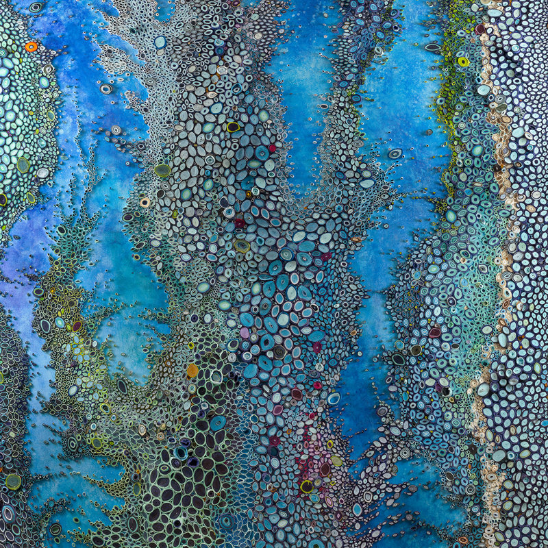 Intercoastal Blue par Amy Genser - impression sur papier, H 12 po x l 12 po, Toile tendue