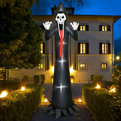 10Ft Halloween Inflatable Grim Reaper Decoration With LED Light Scary Halloween Inflatables Outdoor