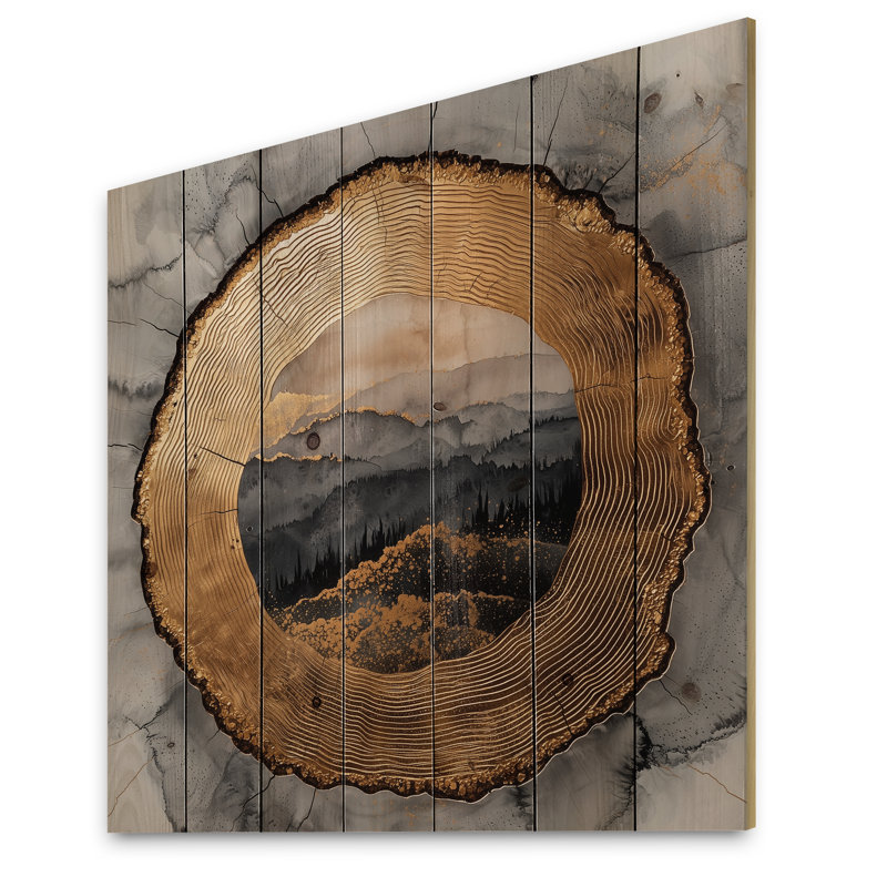 Paysage de forêt d'hiver dans la glissoire en bois - Décoration murale en bois de forêt - sur bois de pin naturel