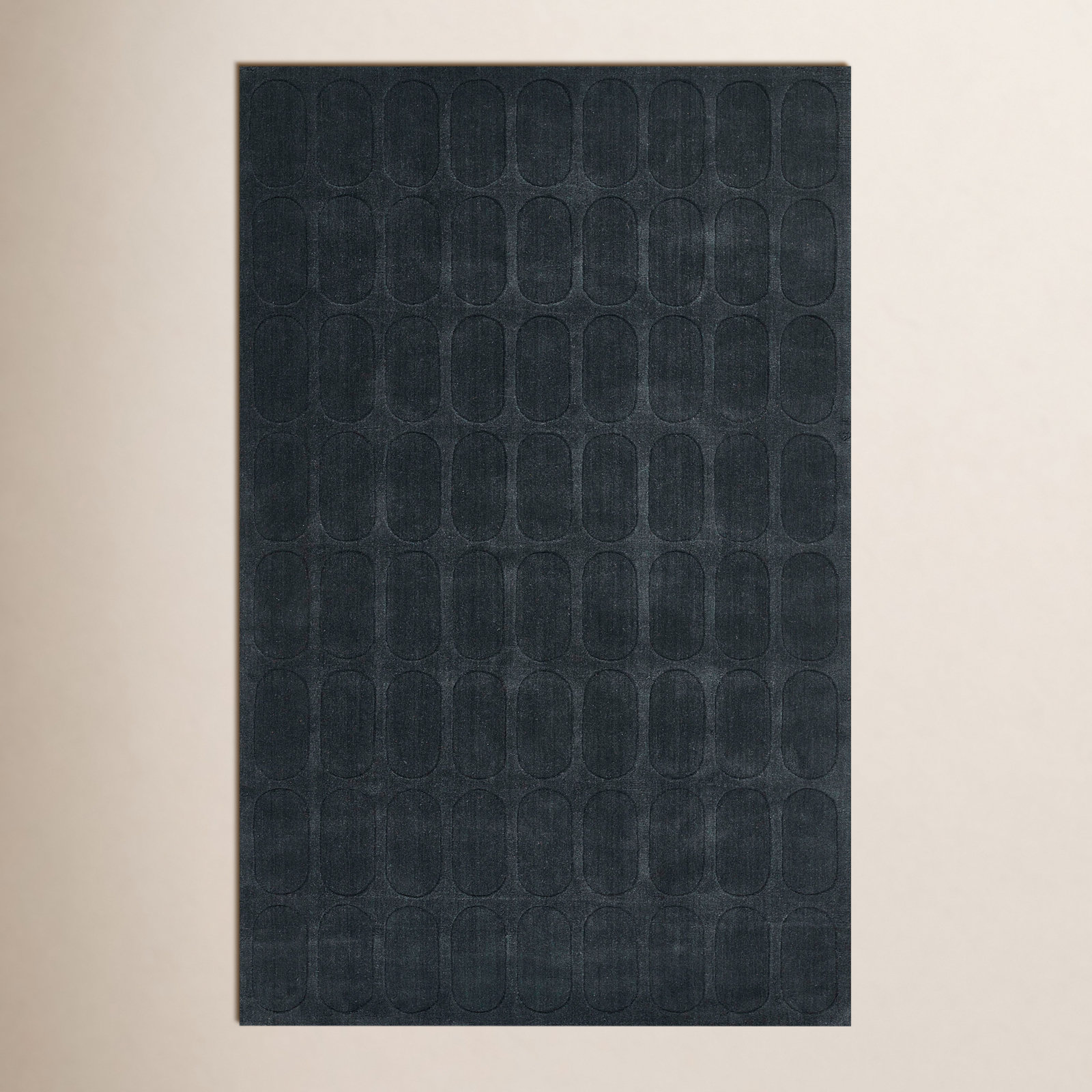 Mazzi Navy Hand-Loomed Geometric Wool Rug, Rectangle 6' x 9'