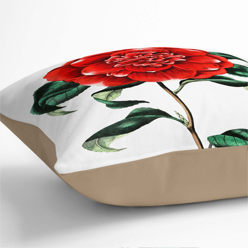 Floral Square Throw Cushion, Stone, 55cm H x 55cm W x 20cm D
