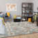 Nova Geometric Pattern Printed Area Rug - Warm Earth Tones on Soft Grey Base