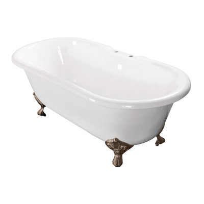 Baignoire sur pattes ovale en fonte à double extrémité 60 po Kingston Eden Aqua Eden (trous de robinet de 7 po)