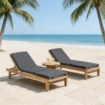 72" X 23.6" Outdoor Chaise Lounge Cushion Set Of 2, Tri-Fold Replacement Cushions For Patio Furniture