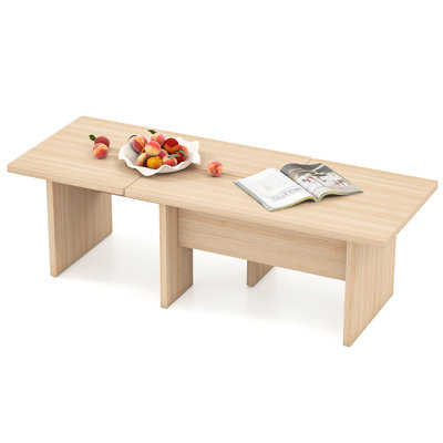Modular Coffee Table Set of 2 L Shaped Center Tables for Home Office Apartment Brown by Ebern Designs