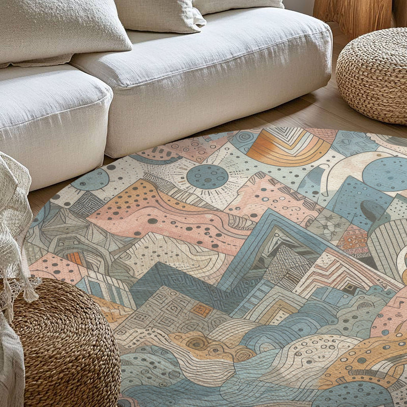 Tapis tressé Kaleidoscope Dreams, Rond 5 pi