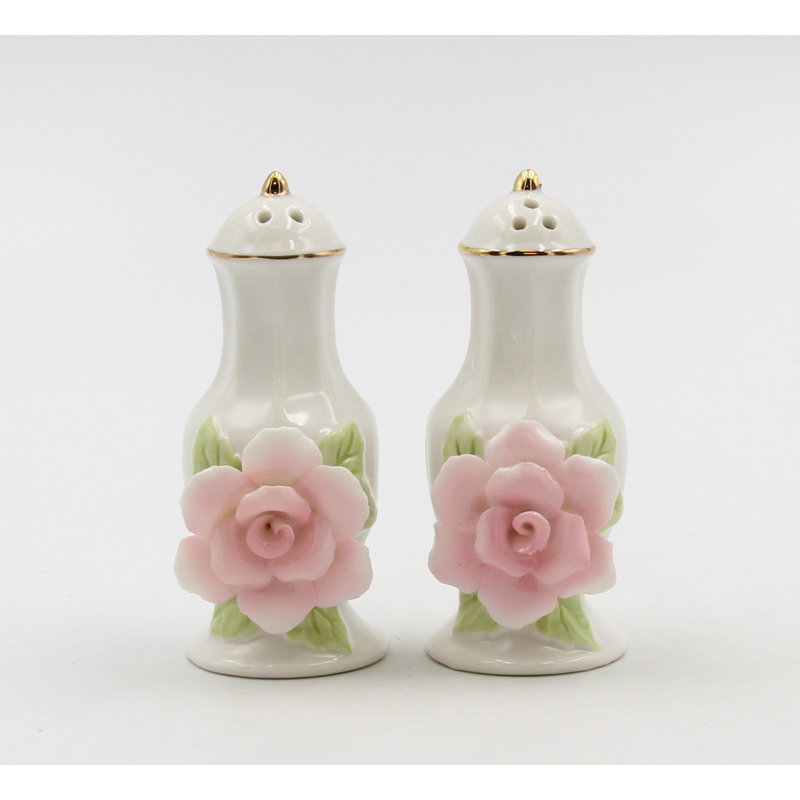 Pot à roses avec garniture dorée sel et poivre