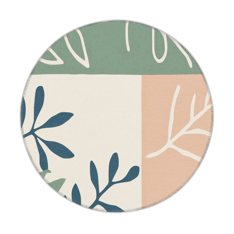 Frosted Ferns Indoor And Outdoor Area Rug, Round 5'
