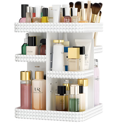 Organisateur de maquillage rotatif à 360 degrés avec plateaux réglables, support de filage pour cosmétiques à grande capacité pour brosses à maquillage, produits de soins de la peau, parfums et accessoires