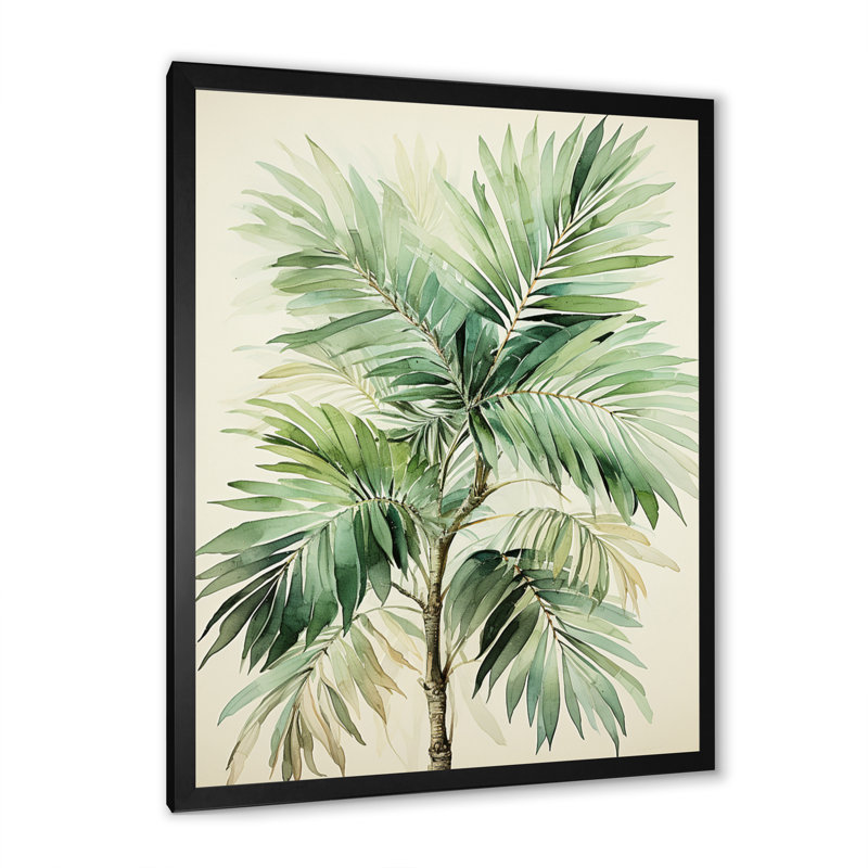 Boulam minimalisme Plam Tree Solitude III, H 32 po x l 16 po x P 1 po, Cadre photo noir