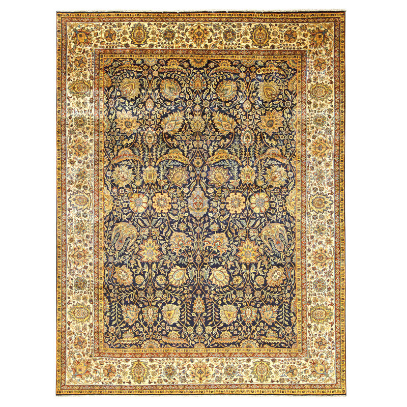 Tapis rectangulaire en laine noué à la main