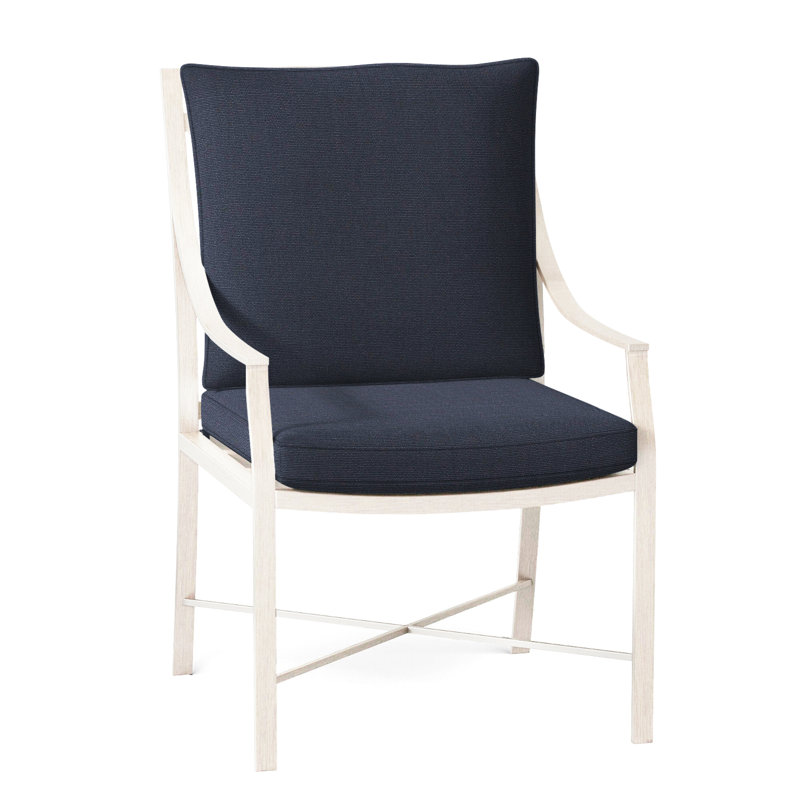 Monaco Patio Dining Armchair with Cushions, Slate Gray, Linen Navy, Welt