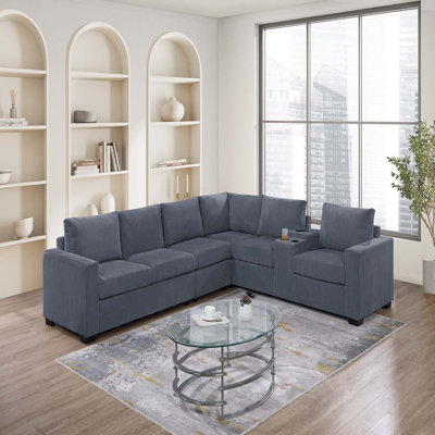 Ensemble de canapé moderne modulaire en velours côtelé gris foncé 6 pièces