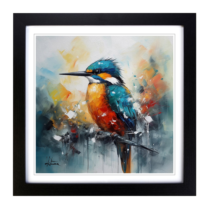Kingfisher Abstract Expressionism No.1 - Framed Print, Black