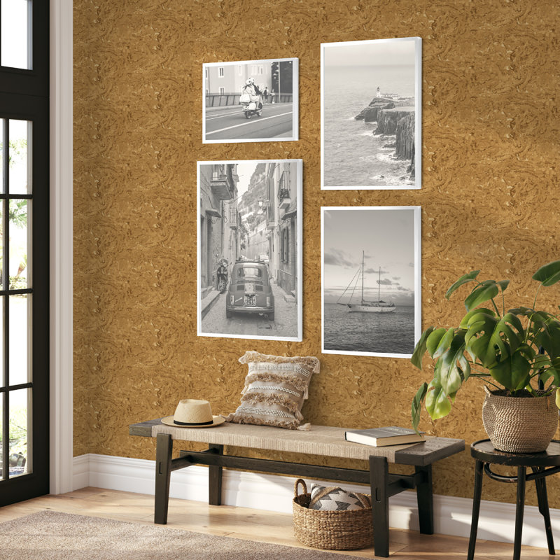 Tommy Bahama Cork Harbor 18' L x 20.5" W Peel and Stick Wallpaper Roll, Gold