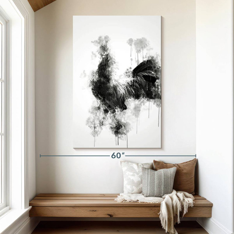 Coq Brampt noir et blanc, H 51 po x l 34 po