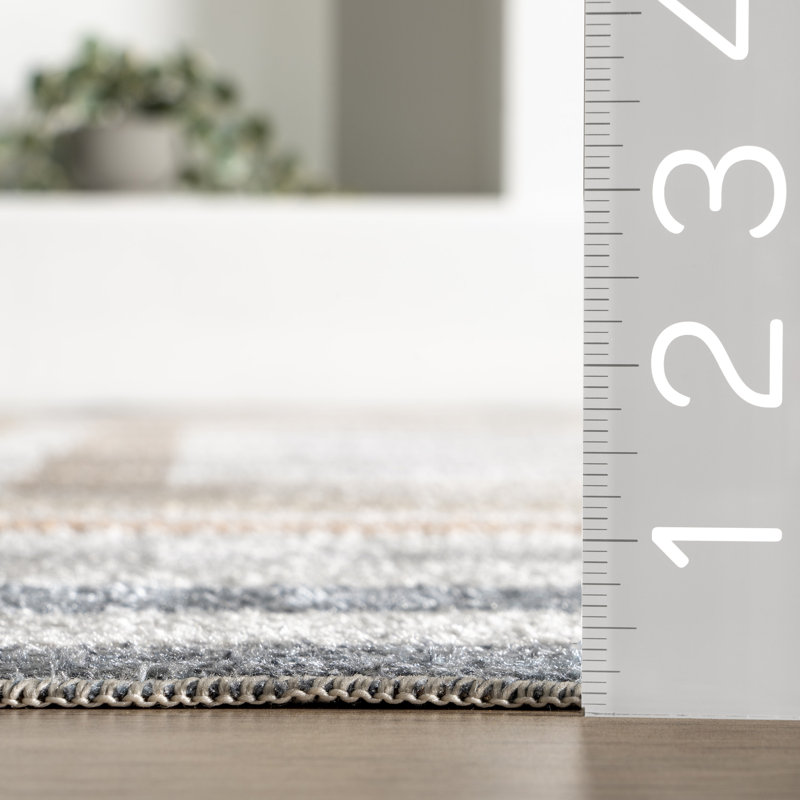 Alienor SpinClean Striped Machine Washable Area Rug, Rectangle 5'3" x 8'
